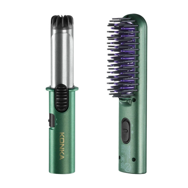 KONKA Mini Portable Hair Styling Kit Curling Iron Straightening Comb Hot Air Comb Hairdressing Set Large Curler Portable Travel Dual-Purpose Barber Curling Iron Straight Hair Comb (image for) KONKA Mini Portable Hair Styling Kit Curling Iron Straightening Comb Hot Air Comb Hairdressing Set Large Curler Portable Travel Dual-Purpose Barber Curling Iron Straight Hair Comb